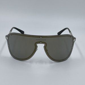 SOLD VERSACE VE2180 Dark Grey & Gold Shield Sunglasses